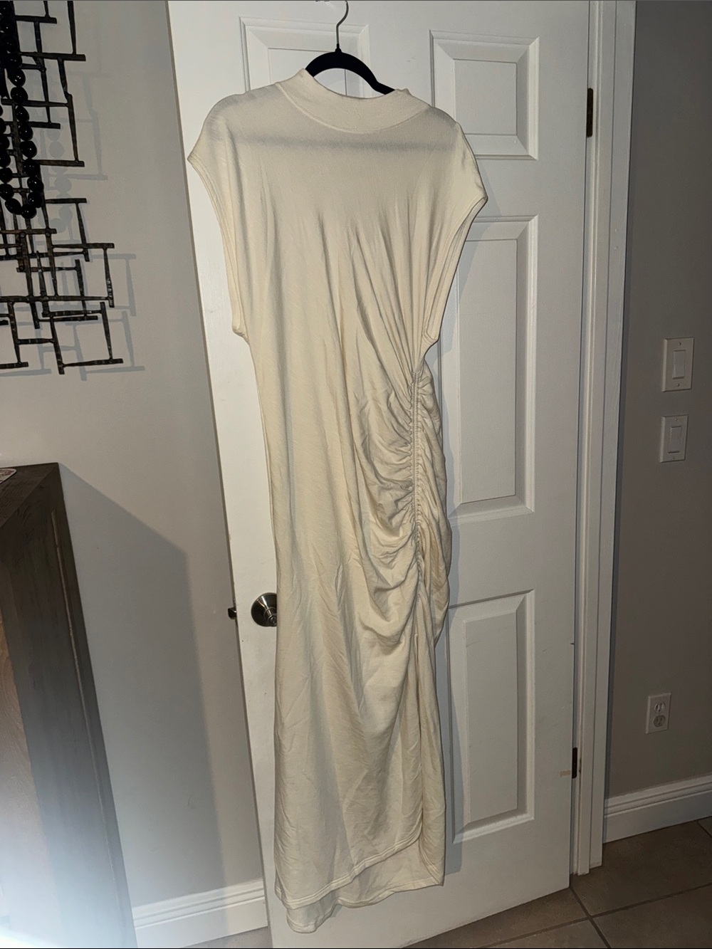 Cream Ruched Side Midi Dress - Unbranded from anthropologie
